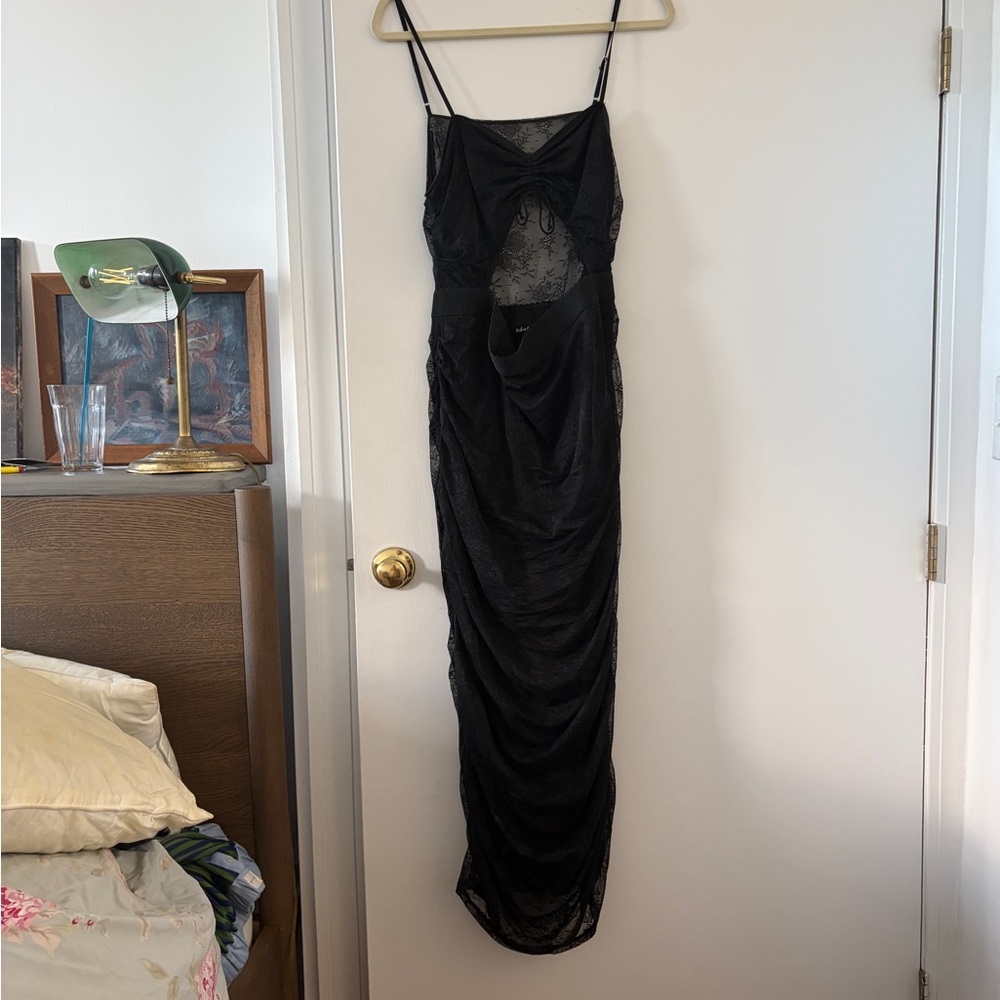 For Love & Lemons Black Lace Slip Maxi Dress